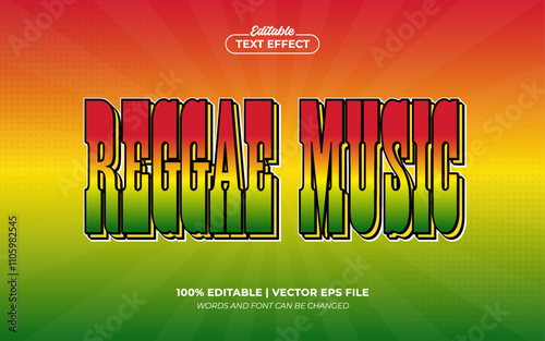 Reggae Music 3D Vintage Editable Text Effect Template Style Premium Vector