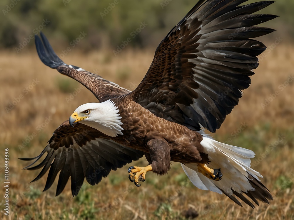 Fototapeta premium Eagle hunting a dove in flight.