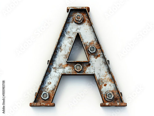 Rusted letter made of metal.