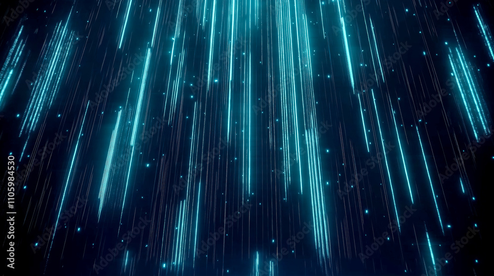 Obraz premium Experience a captivating display of neon light streams falling against a dark backdrop. Perfect for tech, music, or futuristic themed projects.