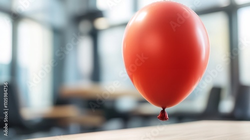 Red Balloon Deflating in an Indoor Environment Symbolizing Interest Rates photo