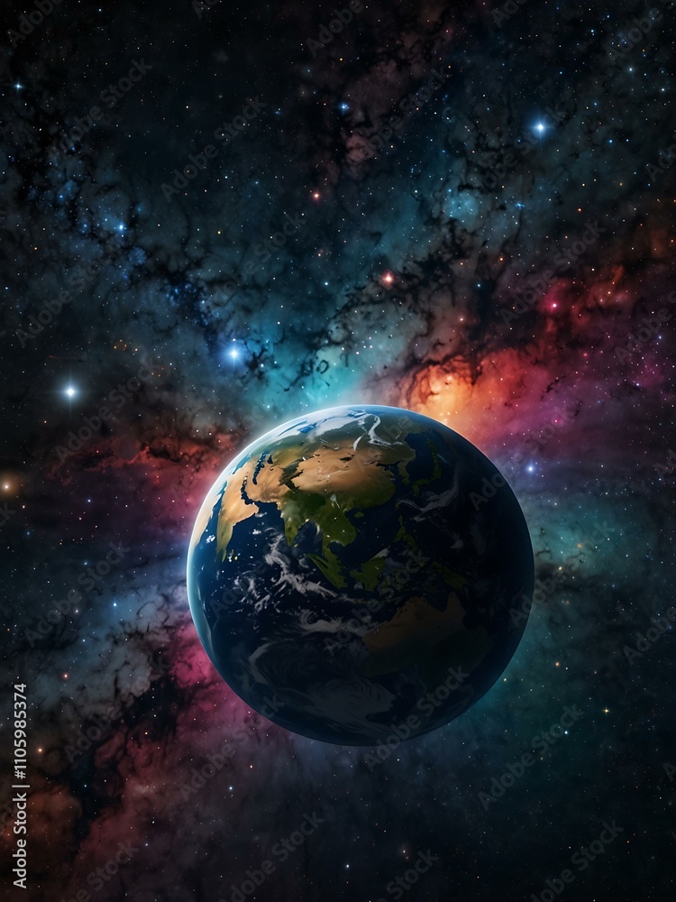 Obraz premium Earth surrounded by vibrant stars, creating a cosmic scene.