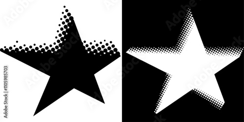 Star halftone vector illustration isolated. Halftone star shapes design elements.