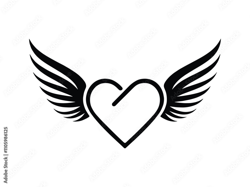 Winged Heart Valentine Illustration Winged Heart Valentine Illustration