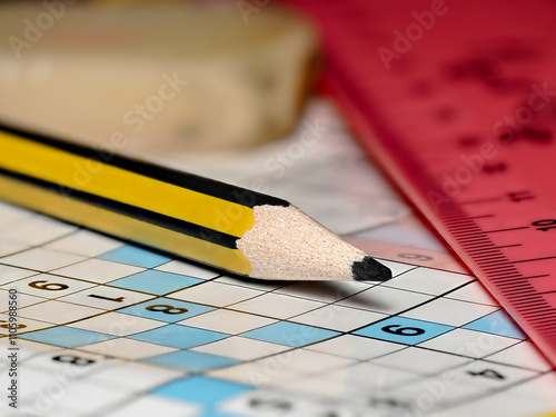 pencil and ruler on paper