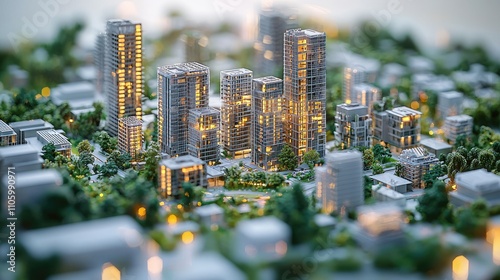 Fototapeta Naklejka Na Ścianę i Meble -  future construction industry and Internet of Things concept with modern buildings. 3d print communication network