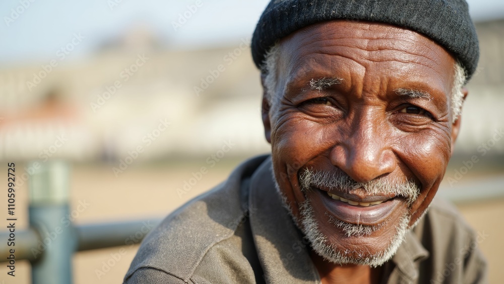elderly man with a full white beard and a black headwear elderly man with a full white beard and a black headwear