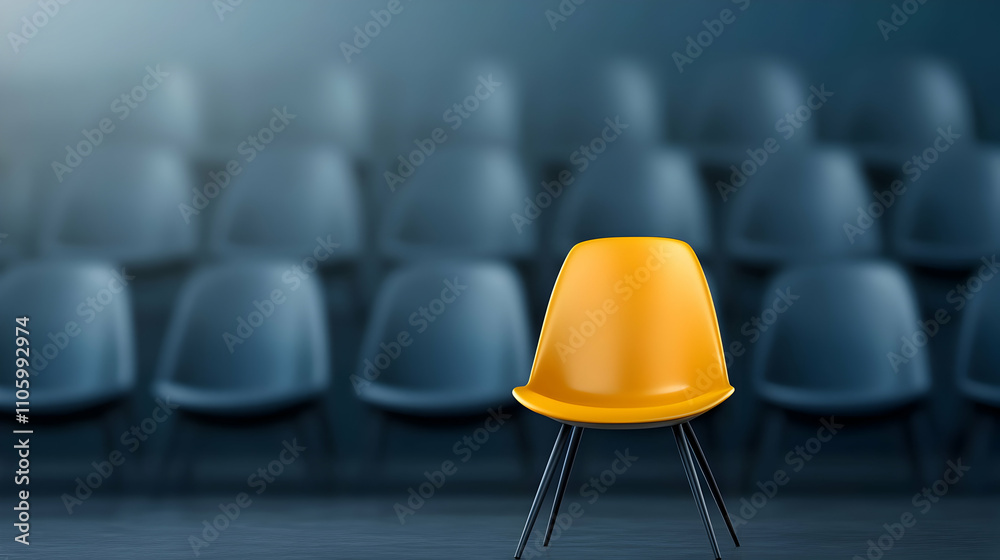 Naklejka premium Yellow chair standing out from the crowd