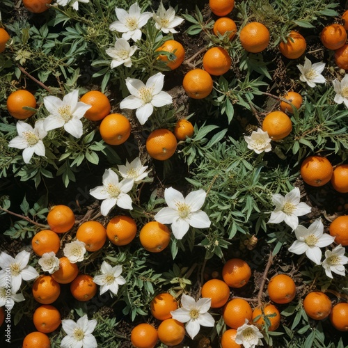 white flowers and orange fruits