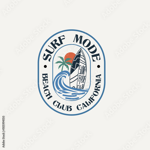 Surf Mode Beach Club California sunset graphic print tee photo