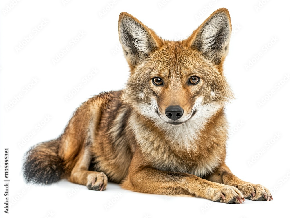 Fototapeta premium Asian Golden Jackal on White Background