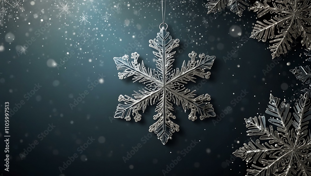 Elegant Christmas card with snowflakes and glossy accents. Elegant Christmas card with snowflakes and glossy accents.
