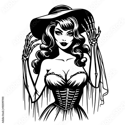 gothic pin-up zombie girl in classic design