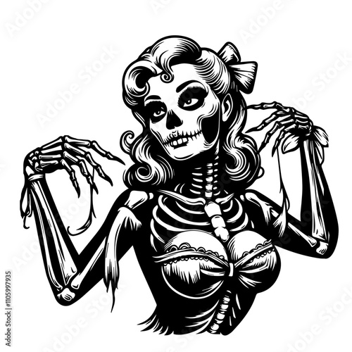 gothic pin-up zombie girl in classic design