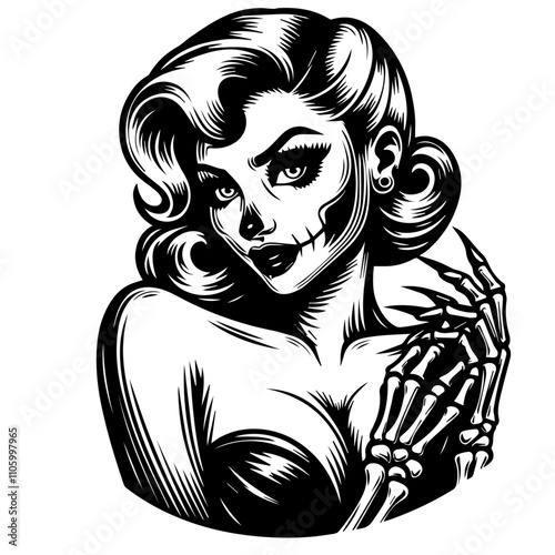 gothic pin-up zombie girl in classic design