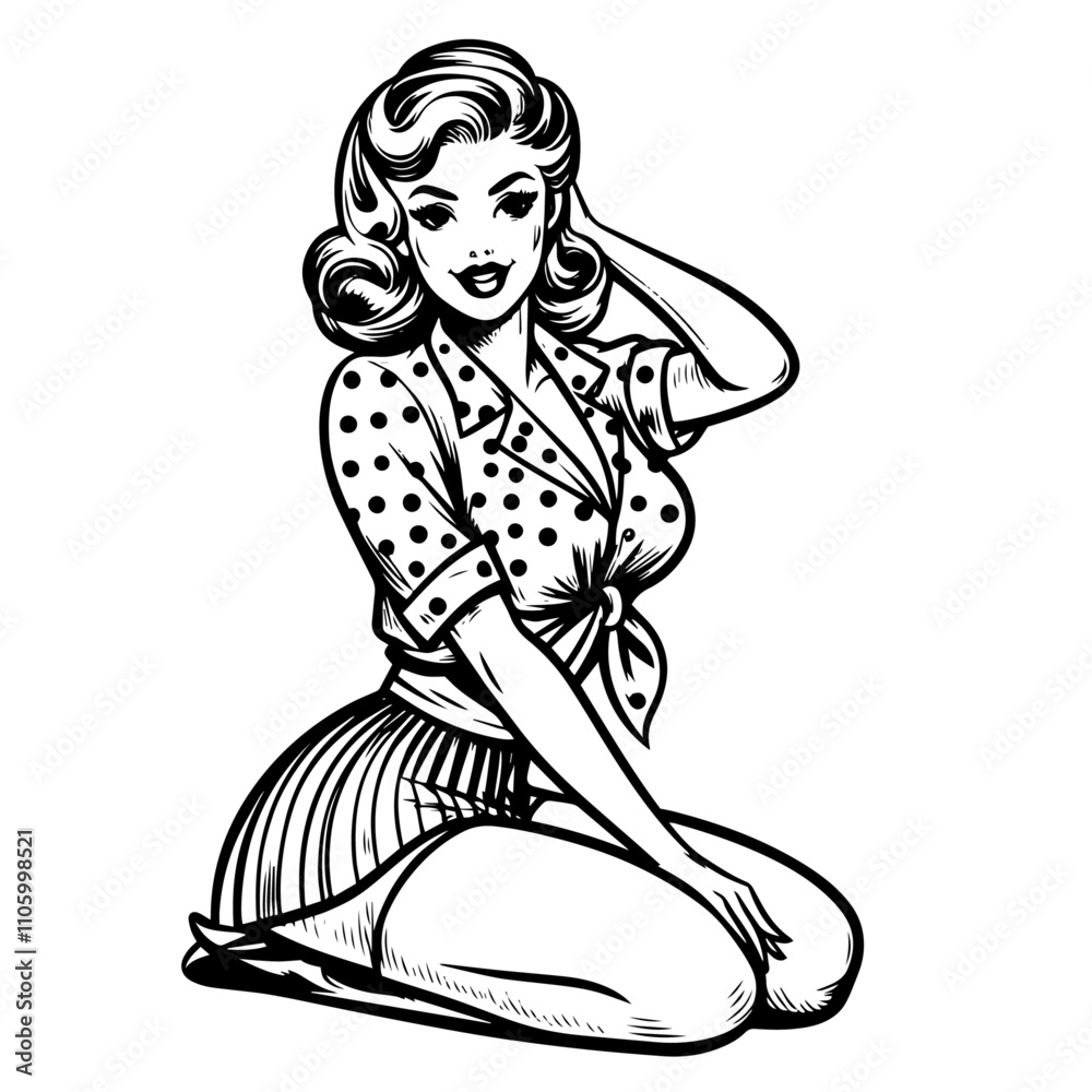 1950s inspired pin-up girl in stylish pose 1950s inspired pin-up girl in stylish pose