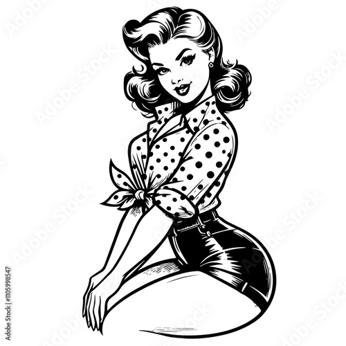 pin-up art of elegant retro woman