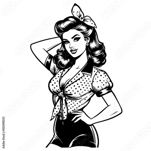 pin-up art of elegant retro woman