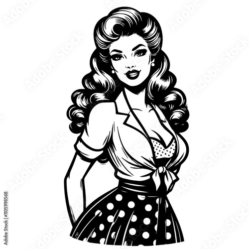 pin-up art of elegant retro woman