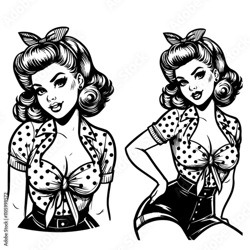 pin-up art of elegant retro woman
