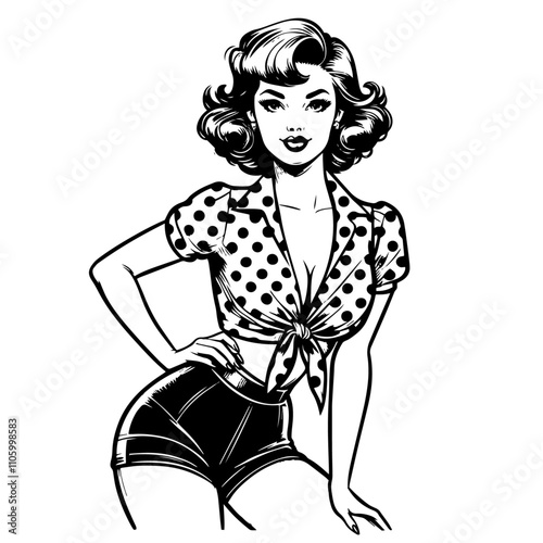 pin-up art of elegant retro woman