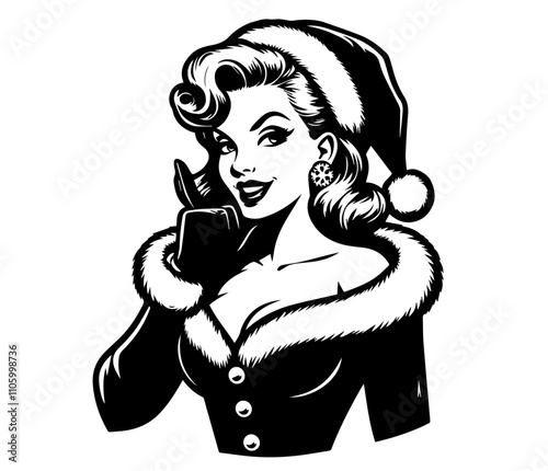 charming christmas pin-up girl illustration