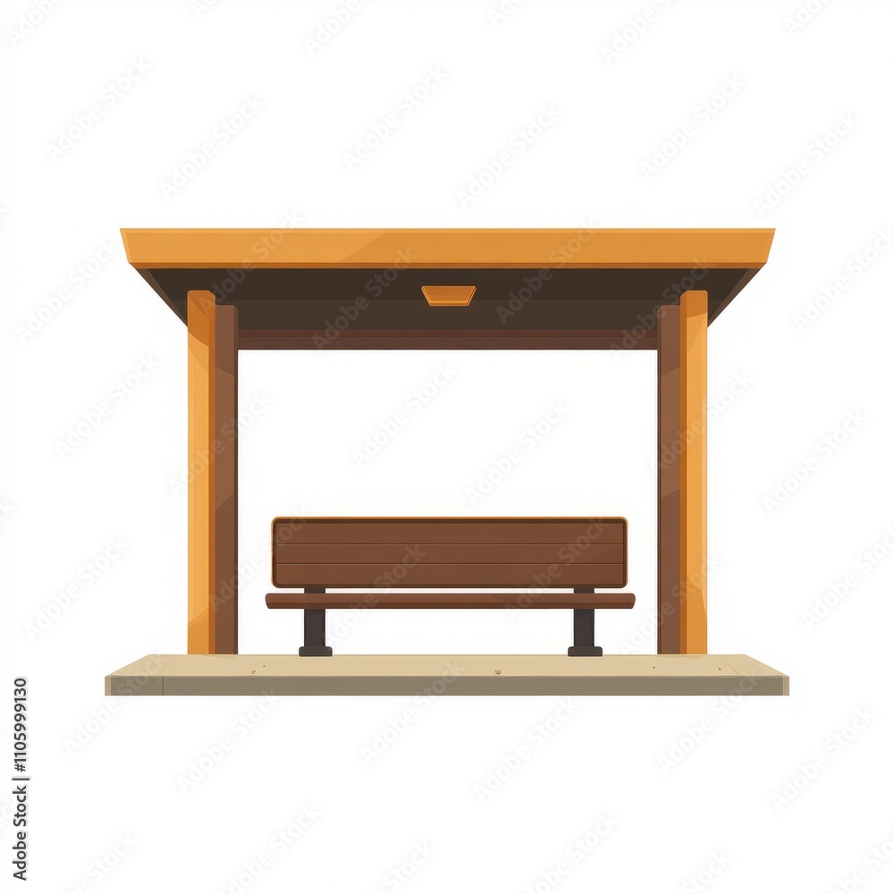 Wooden Bus Stop Bench Under Canopy Wooden Bus Stop Bench Under Canopy