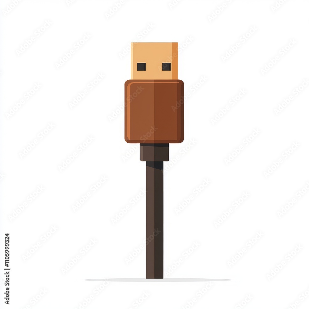 Brown USB Connector Illustration Brown USB Connector Illustration