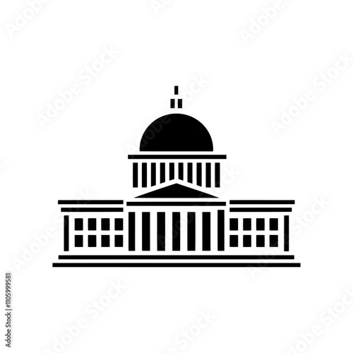  White House Silhouette Vector Art. American Holiday Concept