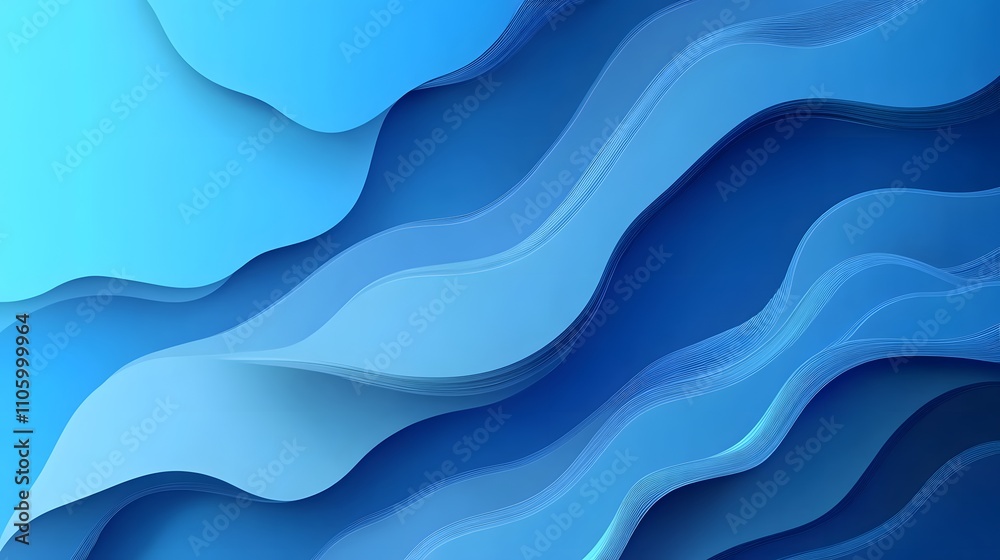 Fototapeta premium Abstract Blue Wave Papercut Layers Design
