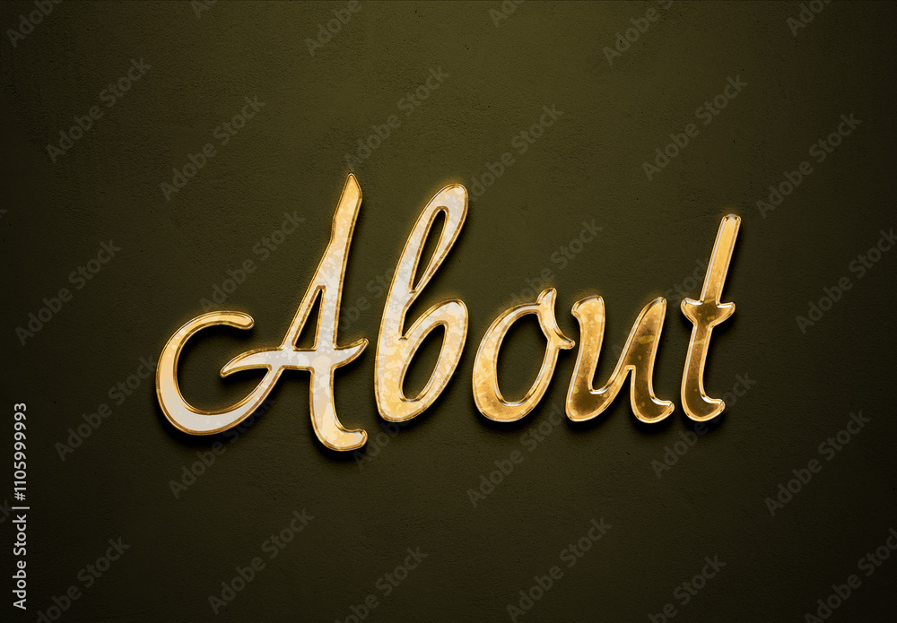 Old gold text effect of word About with 3D glossy style Mockup. Old gold text effect of word About with 3D glossy style Mockup.