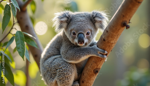 Cute Koala On Tree Branch