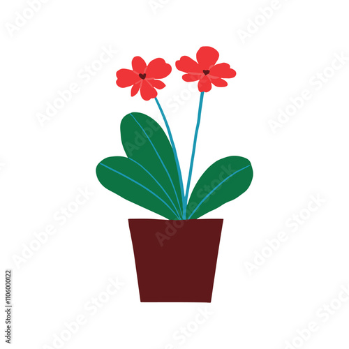 Beautiful A flower Tree Pot With Flower Vector Illustration