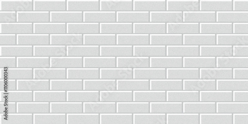 White brick wall texture, seamless cladding pattern for interior decoration, kitchen backsplash, plastic panel, building outdoor design. Abstract minimal