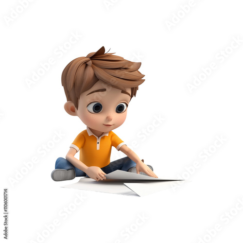 Curious Boy Looking Back Over His Shoulder - Childhood and Adventure Theme - Generated AI