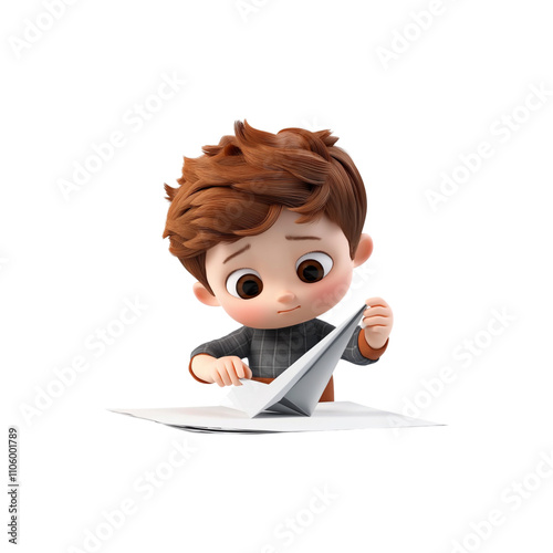 Cartoon Boy Wearing a Mask - Cute Character Health Safety Representation - Generated AI