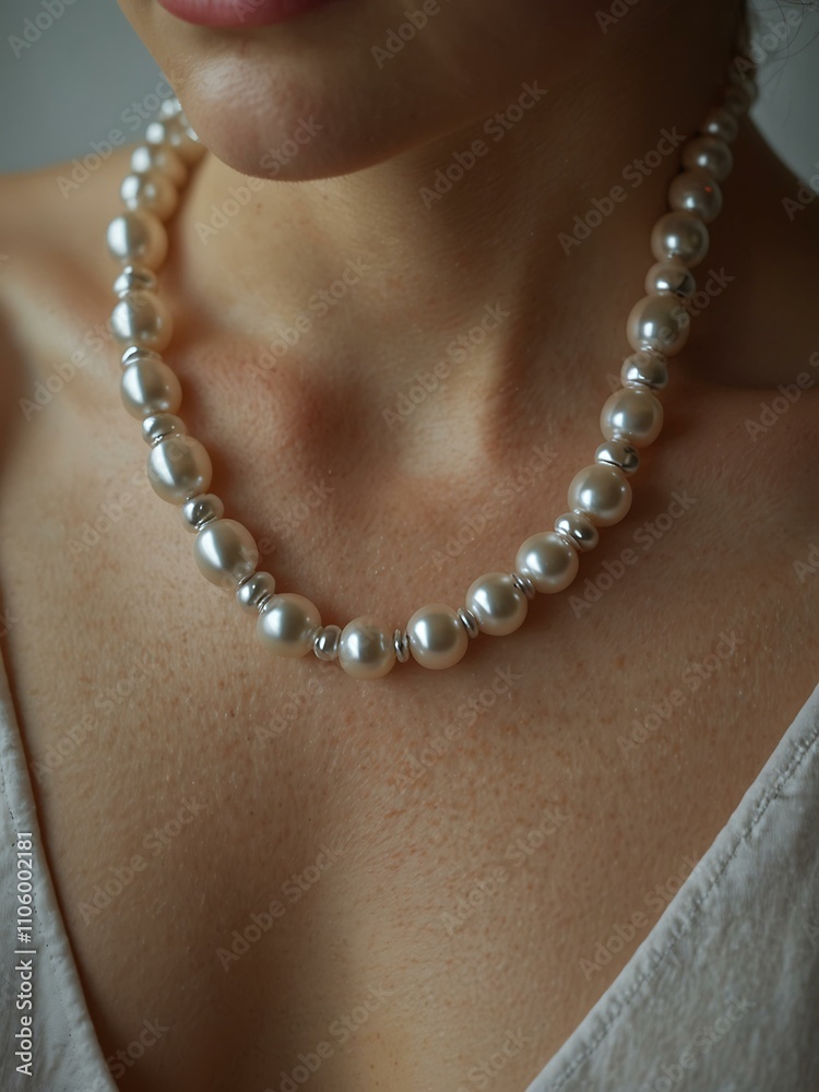 Elegant pearl necklace with soft luster. Elegant pearl necklace with soft luster.