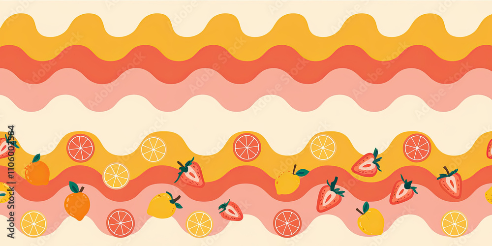 Vibrant Fruit-Themed Washi Paper Pattern with Watercolor Elements Vibrant Fruit-Themed Washi Paper Pattern with Watercolor Elements