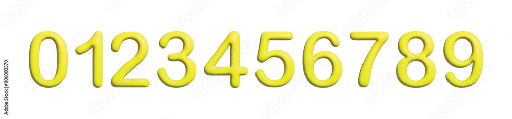 3d yellow numbers. inflated math number symbols from 0 to 9. Ten plastic bubble digits. 3d yellow numbers. inflated math number symbols from 0 to 9. Ten plastic bubble digits.