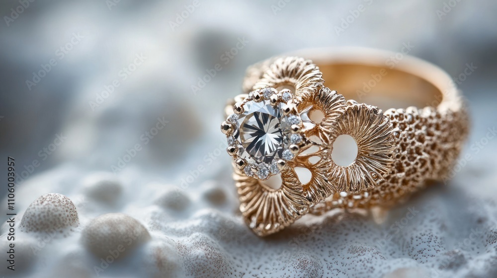 Elegant Gold Ring Featuring a Large Diamond Elegant Gold Ring Featuring a Large Diamond