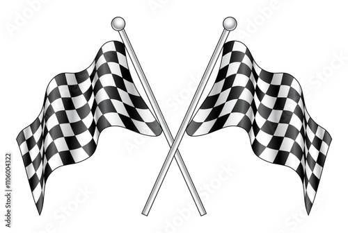 Crossed checkered Flags. Racing Flag Eps Vector File. Finish Flag Design photo