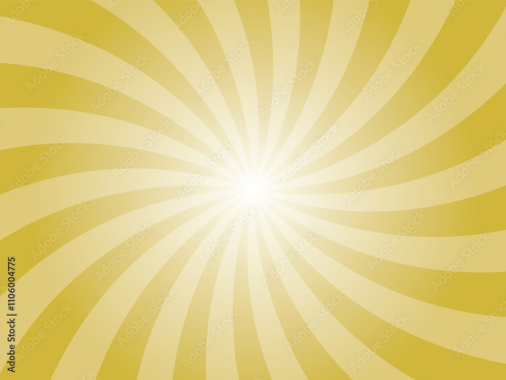 Fototapeta premium Radiant Yellow Swirl Sunburst Background. Energetic Yellow Sunburst with Swirling Pattern. Old Gold Yellow Spiral Sunburst Backdrop.