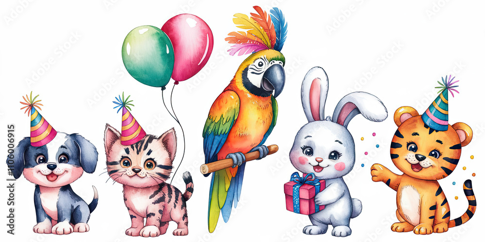 Watercolor Illustration of a Charming Animal Bird Watercolor Illustration of a Charming Animal Bird