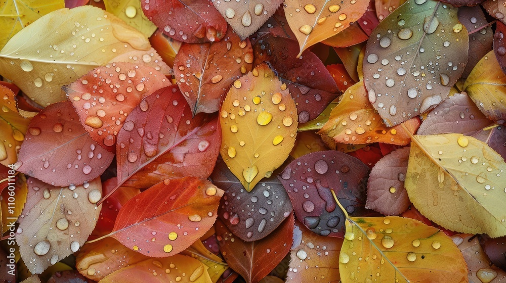 Autumn leaves wet with raindrops. Autumn leaves wet with raindrops.