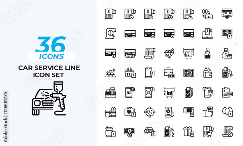 Car Service line Icon Set Collection Layout Vector Template. Vector illustration in line style of icons