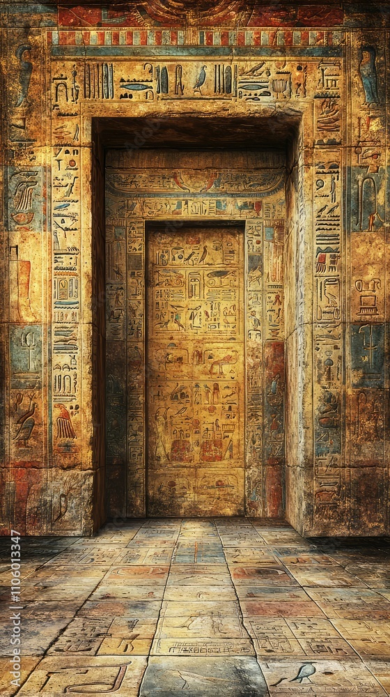 Ancient Egyptian Temple Interior Decorated with Hieroglyphics and Vibrant Patterns Showcasing the Rich History and Culture of Ancient Egypt in a Stunning Visual Scene Ancient Egyptian Temple Interior Decorated with Hieroglyphics and Vibrant Patterns Showcasing the Rich History and Culture of Ancient Egypt in a Stunning Visual Scene
