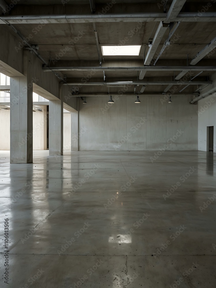 Naklejka premium Empty white interior with concrete floor.