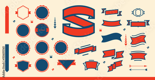 Beautiful Ribbons, Tags and Bows Collection Set Vector Design Eps 10