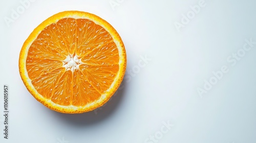 Wallpaper Mural A half-cut orange with a white background. The orange is juicy, with visible segments and a white pith. Torontodigital.ca