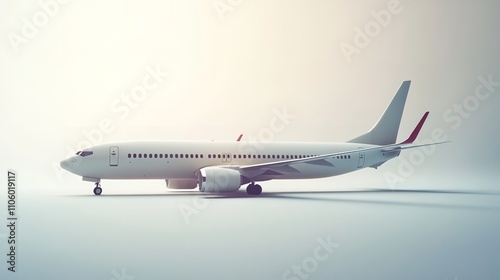 Passengers Airplane Side View Isolated on White Background